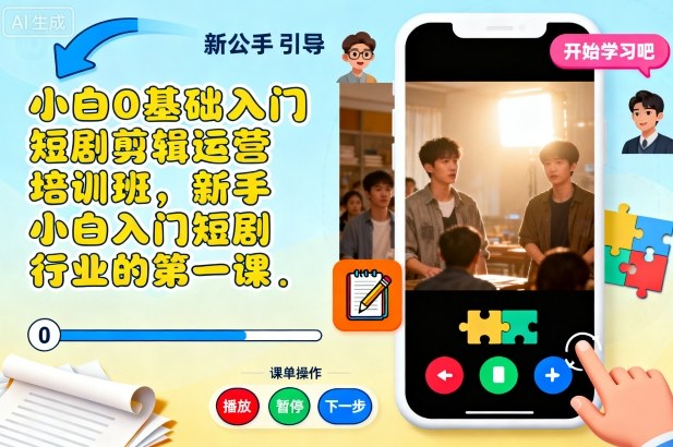 小白0基础入门短剧剪辑运营培训班，新手小白入门短剧行业的第一课 - 小满资源库