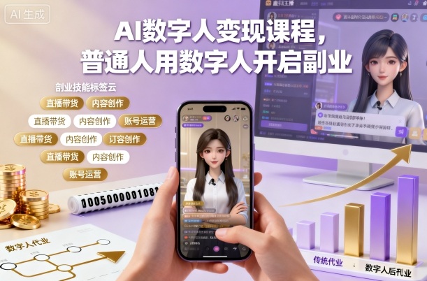 AI数字人变现课程，普通人用数字人开启副业 - 小满资源库